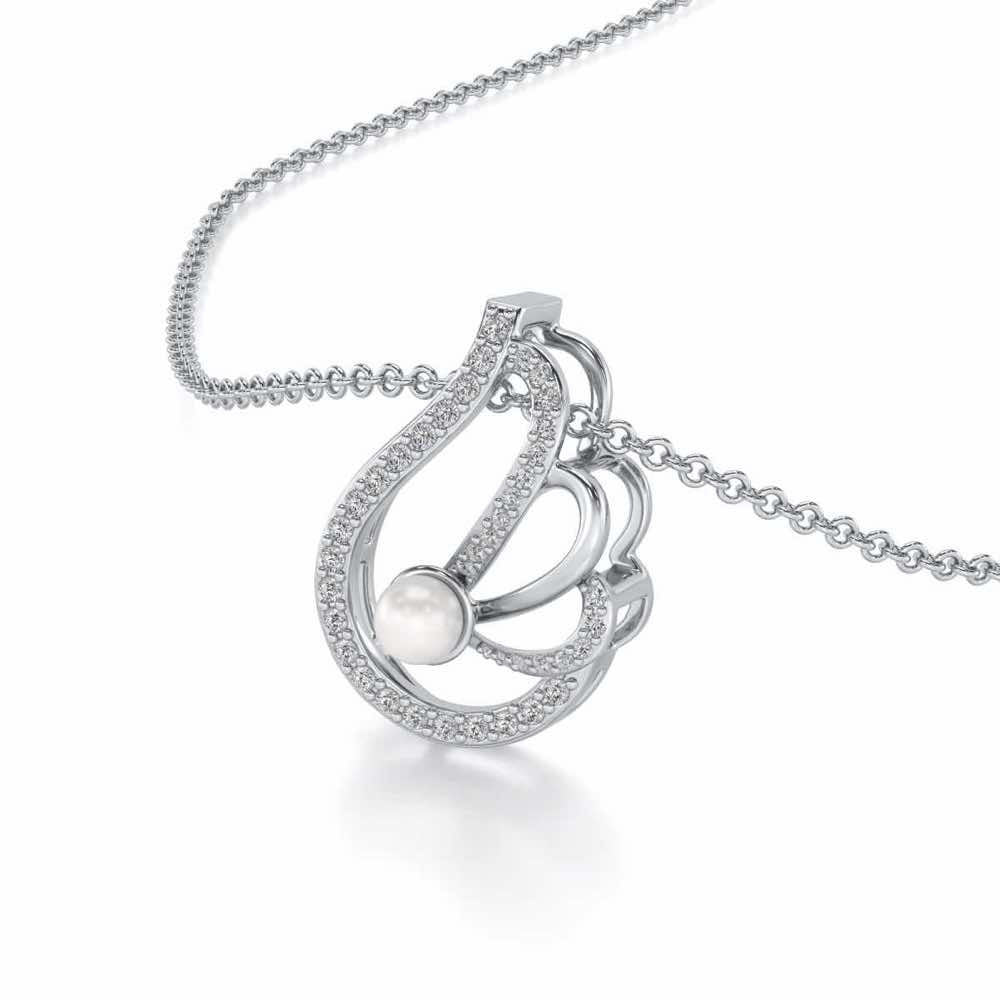 Quidditch Silver Pearl Pendant - White Gold - Image 1