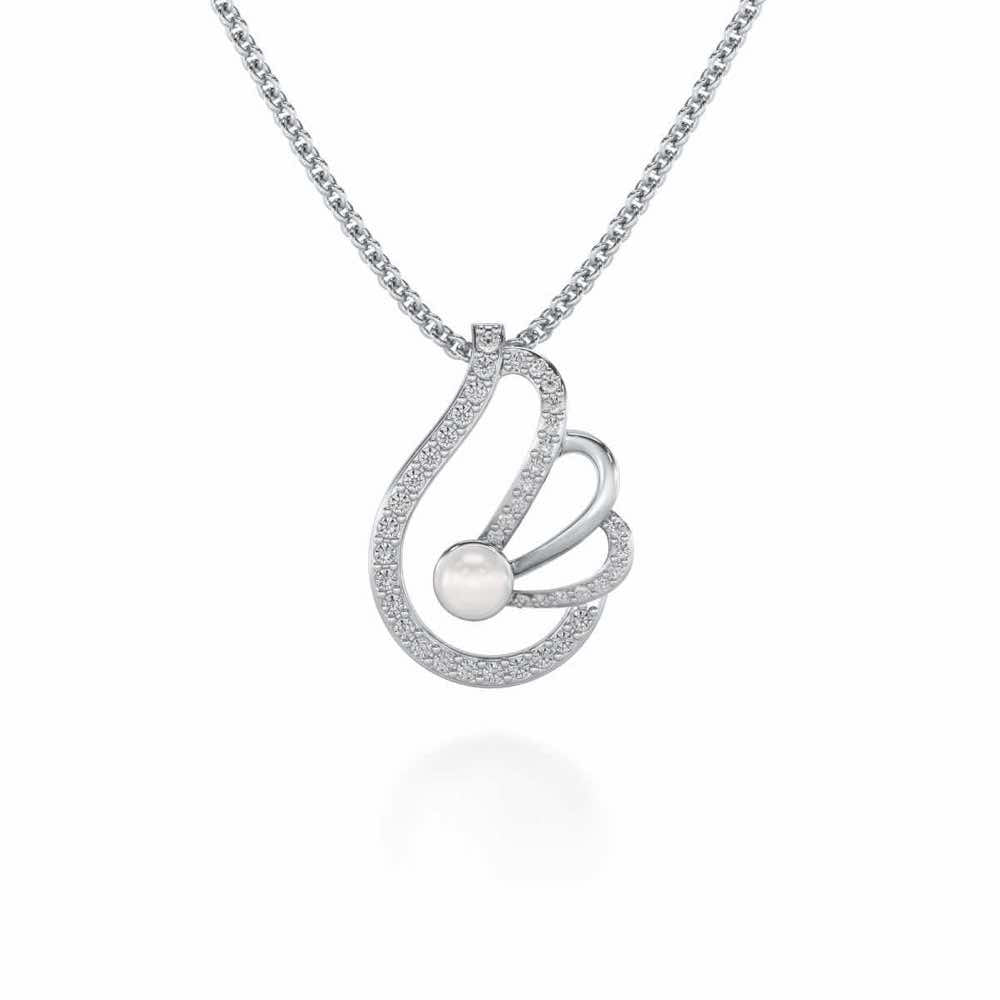 Quidditch Silver Pearl Pendant - White Gold - Image 2