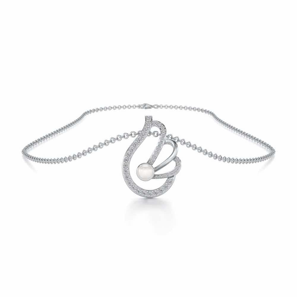 Quidditch Silver Pearl Pendant - White Gold - Image 3