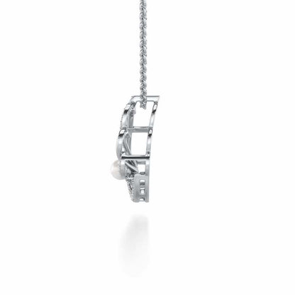 Quidditch Silver Pearl Pendant - White Gold - Image 4