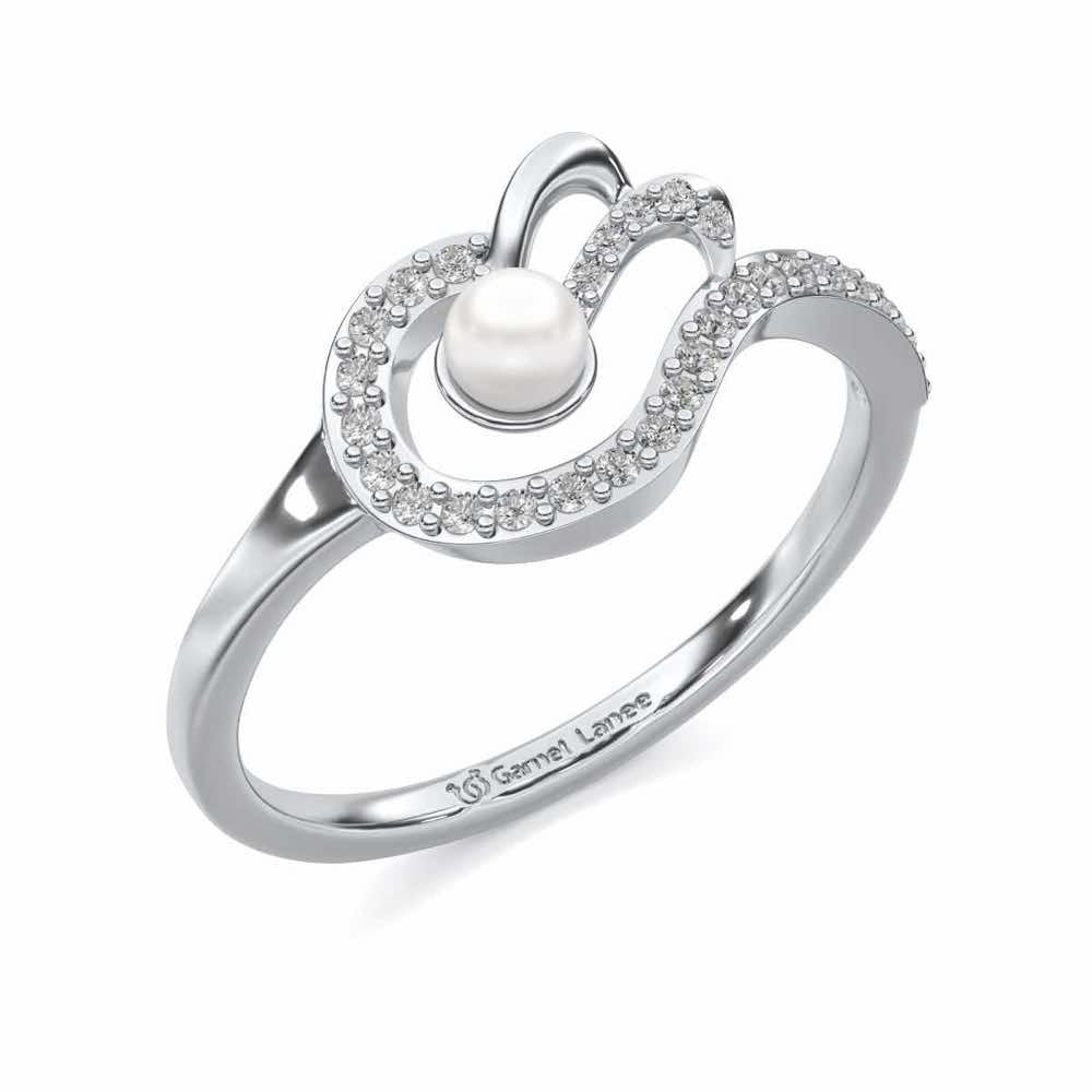 Quidditch Silver Pearl Ring - White Gold - Image 1