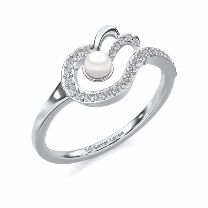 Quidditch Silver Pearl Ring - White Gold - Image 1