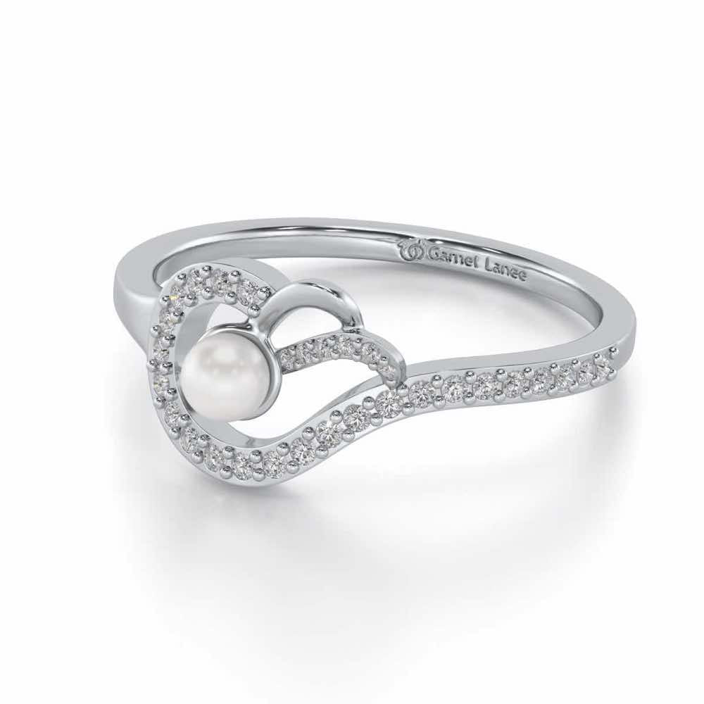 Quidditch Silver Pearl Ring - White Gold - Image 2