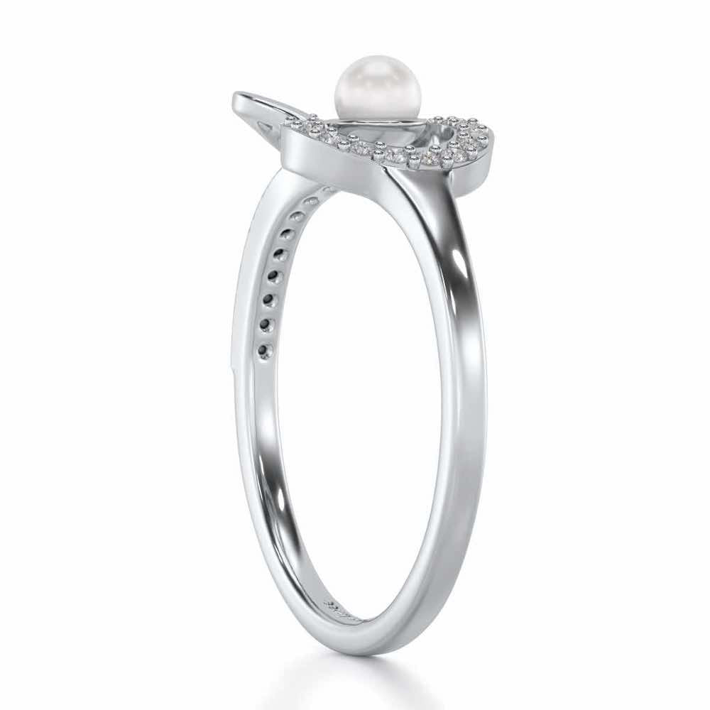 Quidditch Silver Pearl Ring - White Gold - Image 3