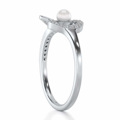 Quidditch Silver Pearl Ring - White Gold - Image 3