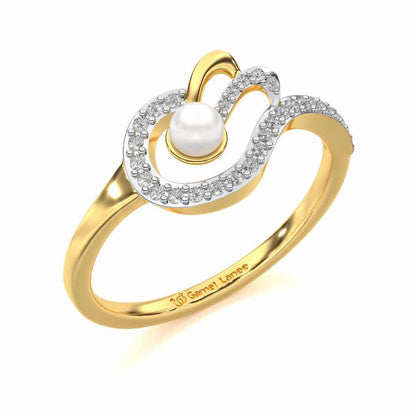 Quidditch Silver Pearl Ring - Yellow Gold - Image 1