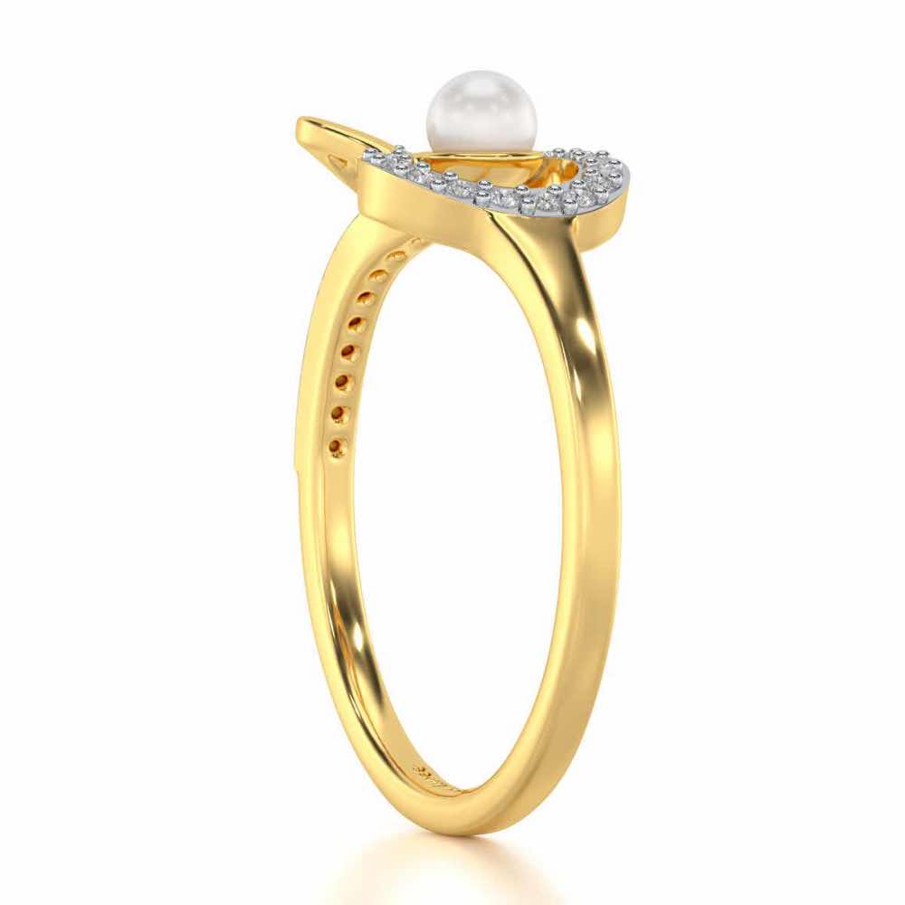 Quidditch Silver Pearl Ring - Yellow Gold - Image 3