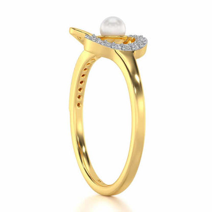 Quidditch Silver Pearl Ring - Yellow Gold - Image 3