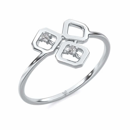 Quirky Fame Silver Ring - White Gold - Image 1