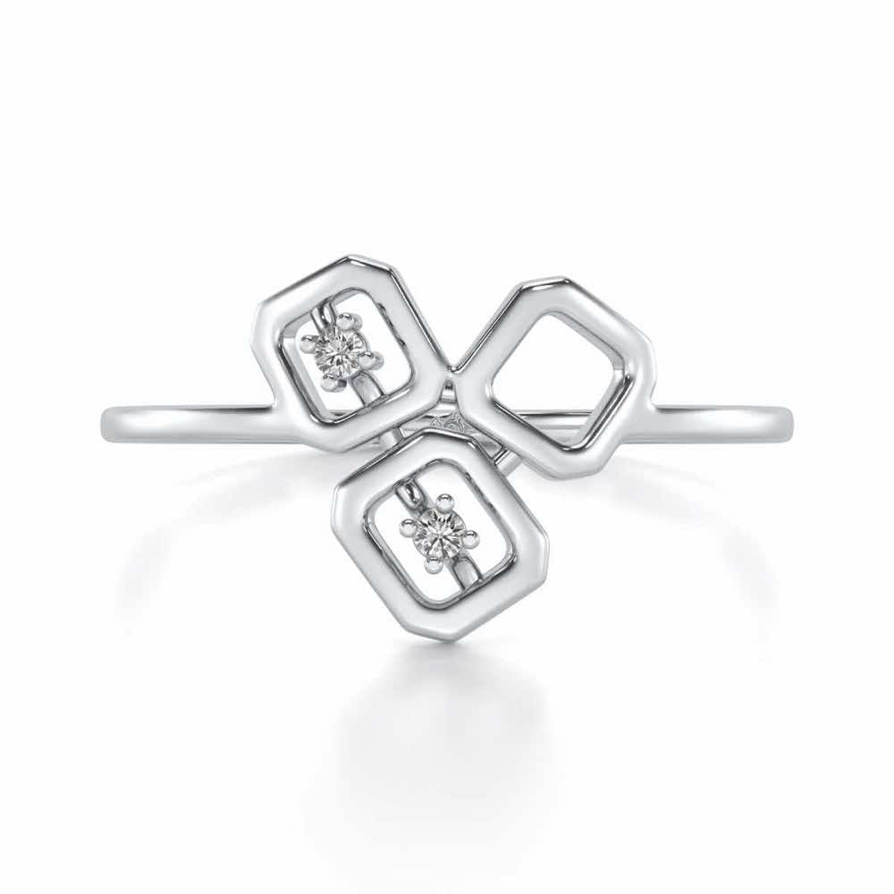 Quirky Fame Silver Ring - White Gold - Image 4