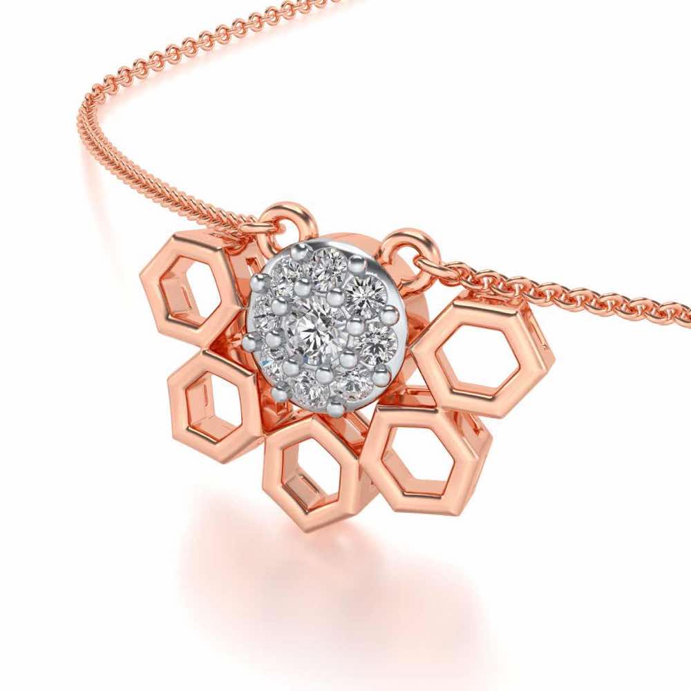 Quirky Hexa Silver Pendant - Rose Gold - Image 2
