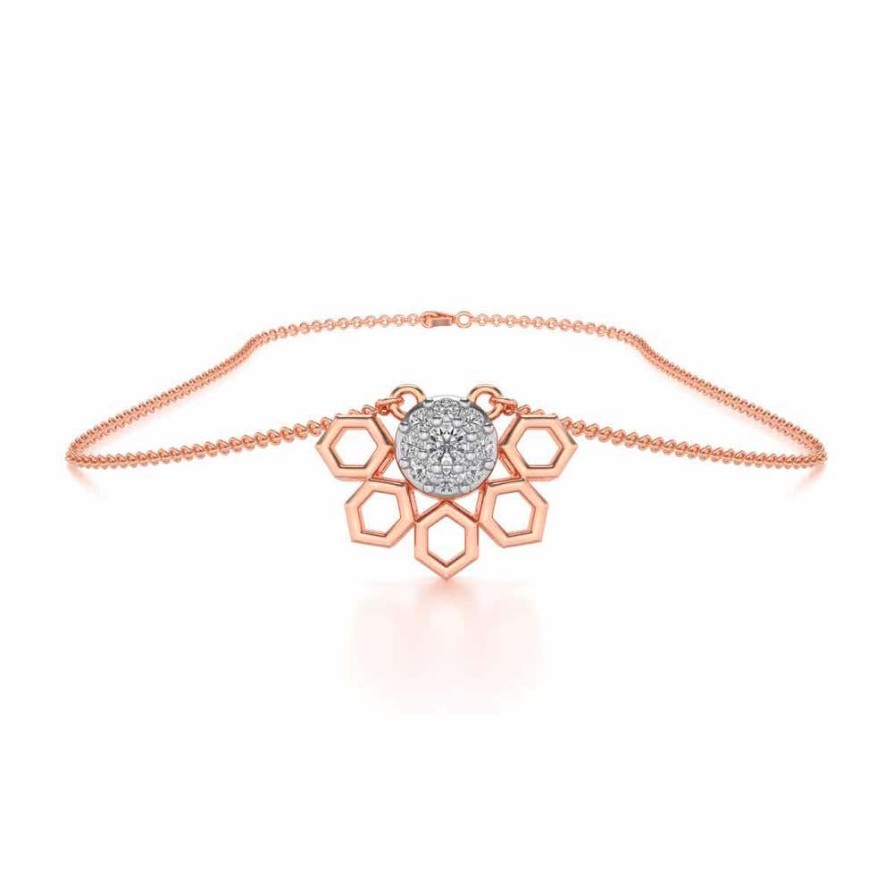 Quirky Hexa Silver Pendant - Rose Gold - Image 3