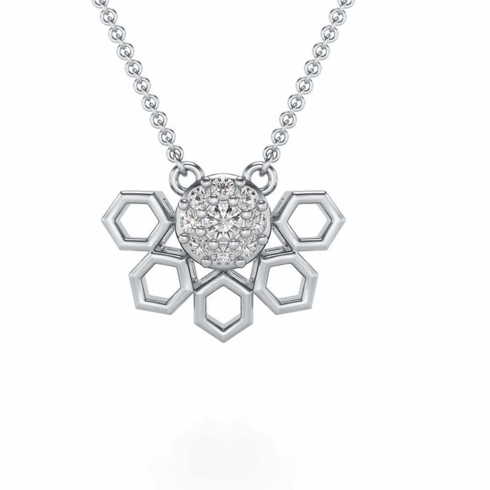 Quirky Hexa Silver Pendant - White Gold - Image 1