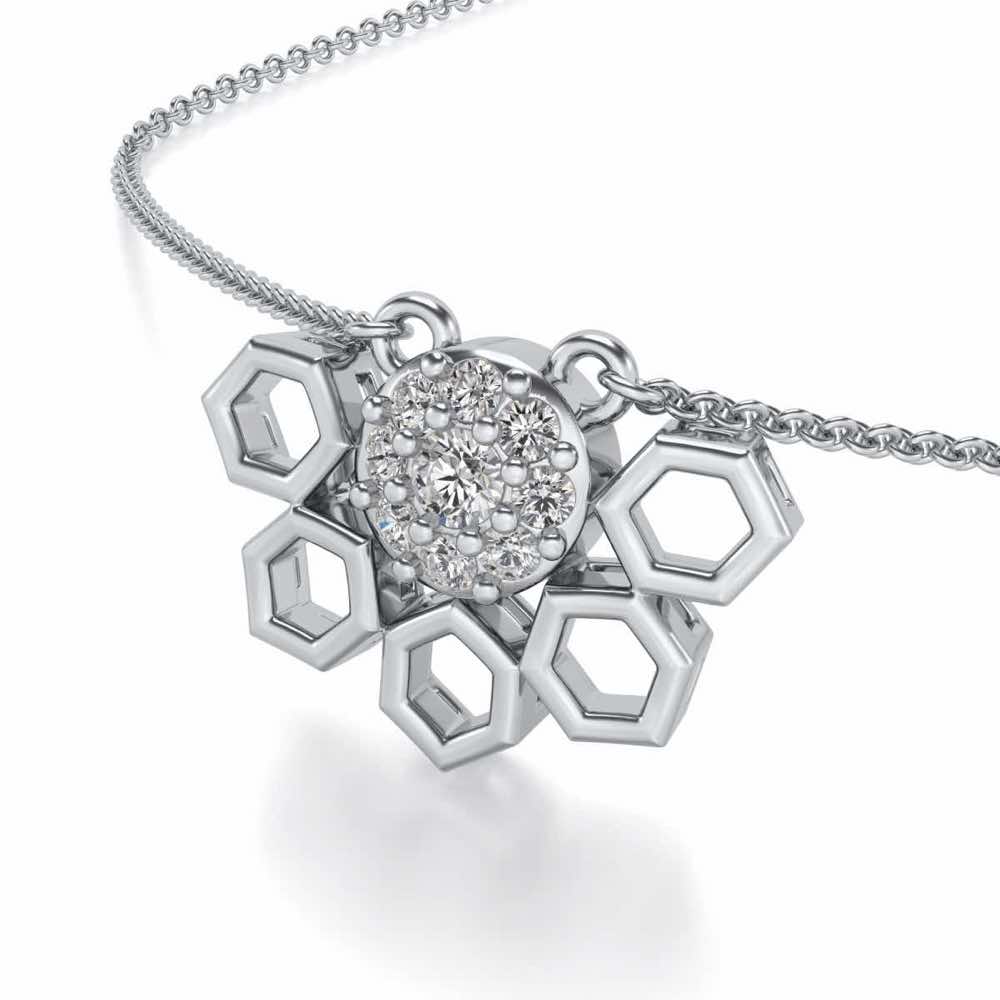Quirky Hexa Silver Pendant - White Gold - Image 2