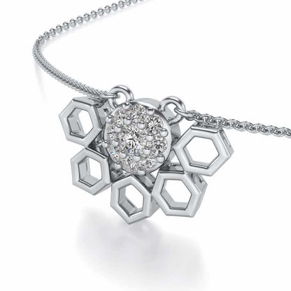 Quirky Hexa Silver Pendant - White Gold - Image 2