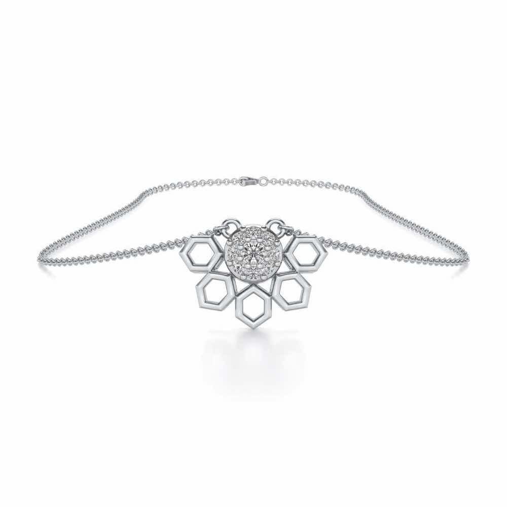 Quirky Hexa Silver Pendant - White Gold - Image 3