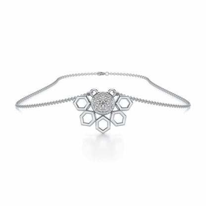 Quirky Hexa Silver Pendant - White Gold - Image 3