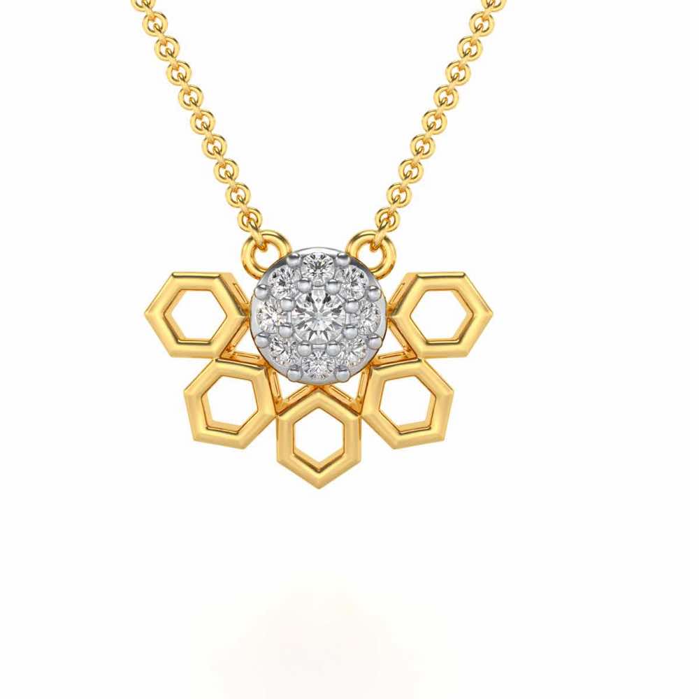 Quirky Hexa Silver Pendant - Yellow Gold - Image 1