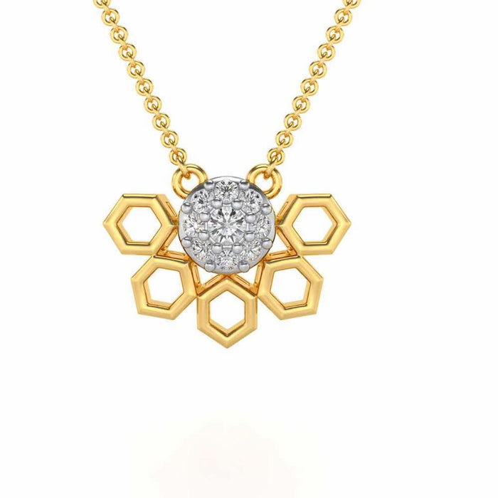 Quirky Hexa Silver Pendant - Yellow Gold - Image 1