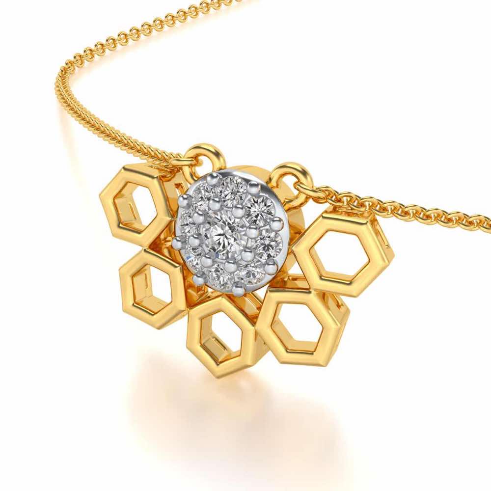 Quirky Hexa Silver Pendant - Yellow Gold - Image 2