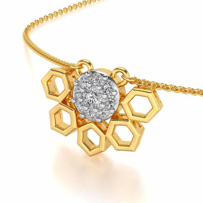 Quirky Hexa Silver Pendant - Yellow Gold - Image 2
