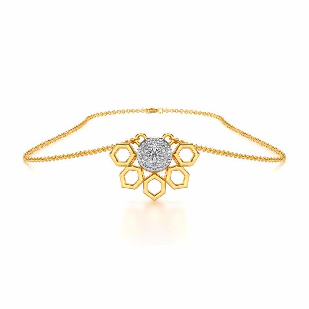 Quirky Hexa Silver Pendant - Yellow Gold - Image 3