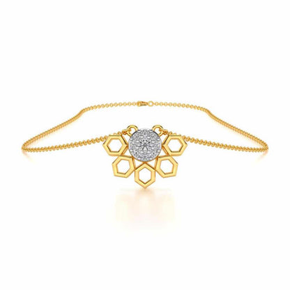 Quirky Hexa Silver Pendant - Yellow Gold - Image 3