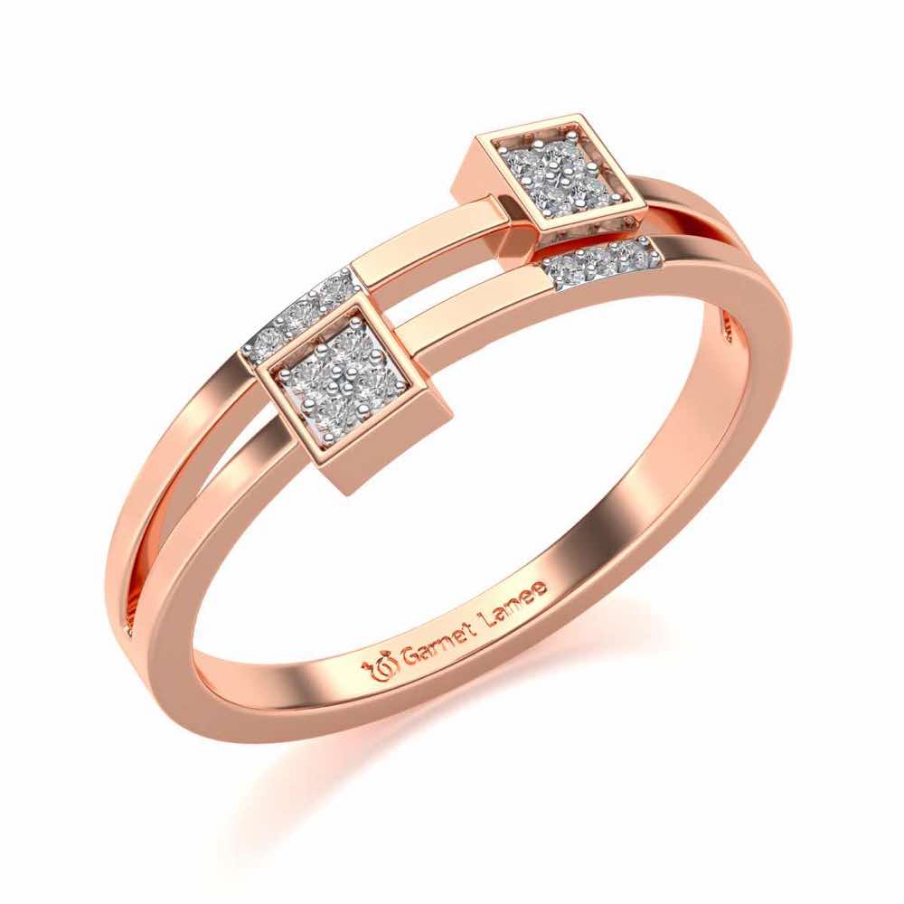 Quirky Square Silver Ring - Rose Gold - Image 1