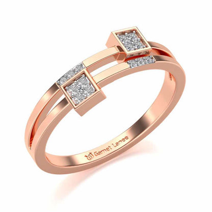 Quirky Square Silver Ring - Rose Gold - Image 1