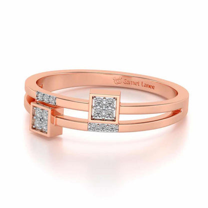 Quirky Square Silver Ring - Rose Gold - Image 2