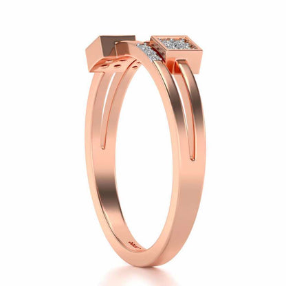 Quirky Square Silver Ring - Rose Gold - Image 3
