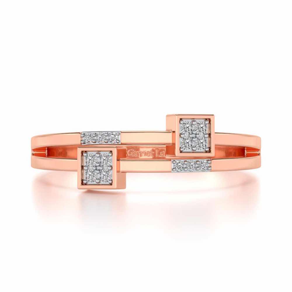Quirky Square Silver Ring - Rose Gold - Image 4