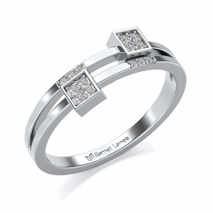 Quirky Square Silver Ring - White Gold - Image 1