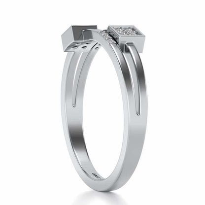 Quirky Square Silver Ring - White Gold - Image 3