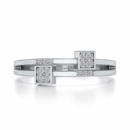 Quirky Square Silver Ring - White Gold - Image 4