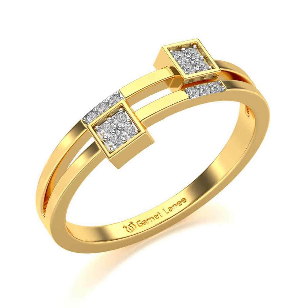 Quirky Square Silver Ring - Yellow Gold - Image 1