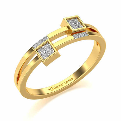 Quirky Square Silver Ring - Yellow Gold - Image 1