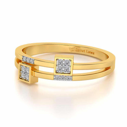 Quirky Square Silver Ring - Yellow Gold - Image 2