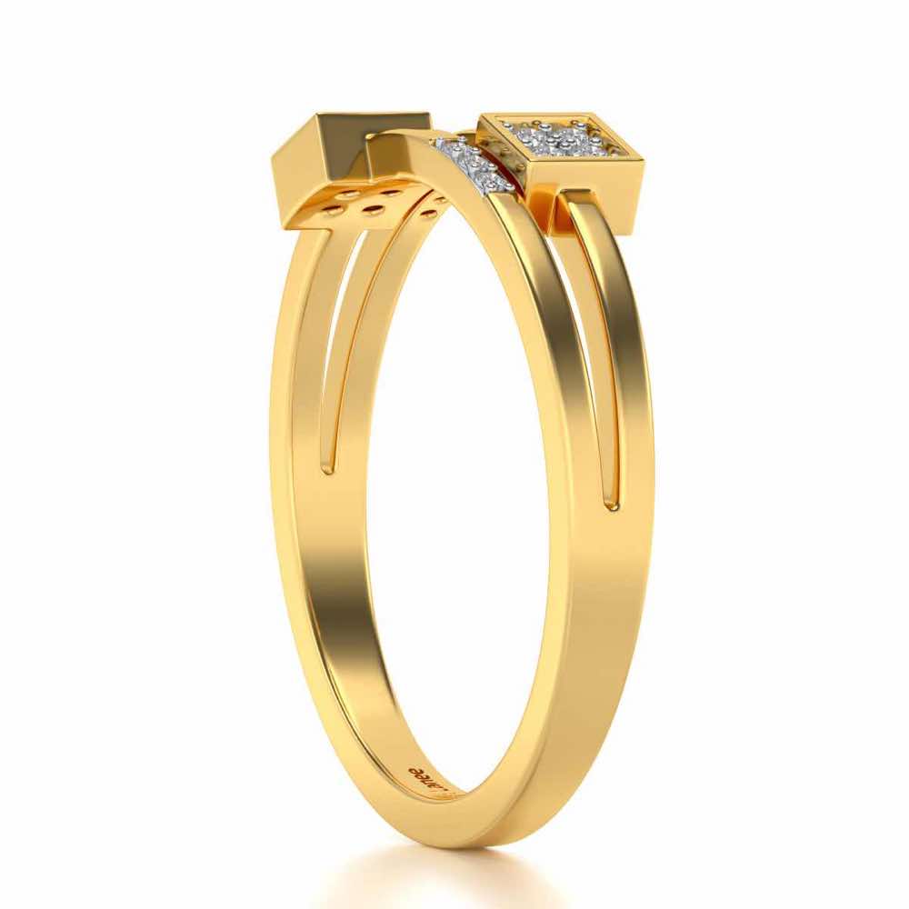 Quirky Square Silver Ring - Yellow Gold - Image 3