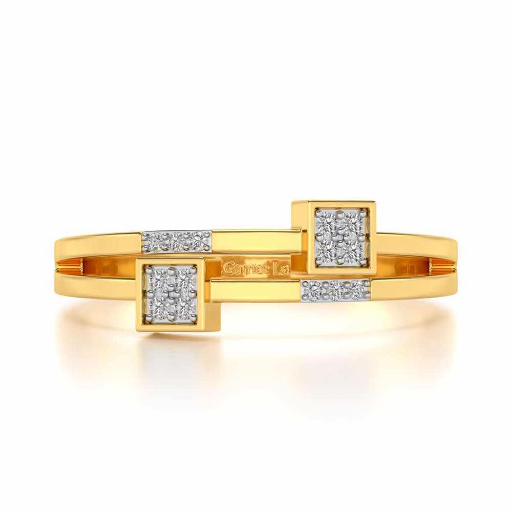 Quirky Square Silver Ring - Yellow Gold - Image 4