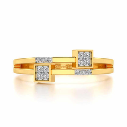 Quirky Square Silver Ring - Yellow Gold - Image 4