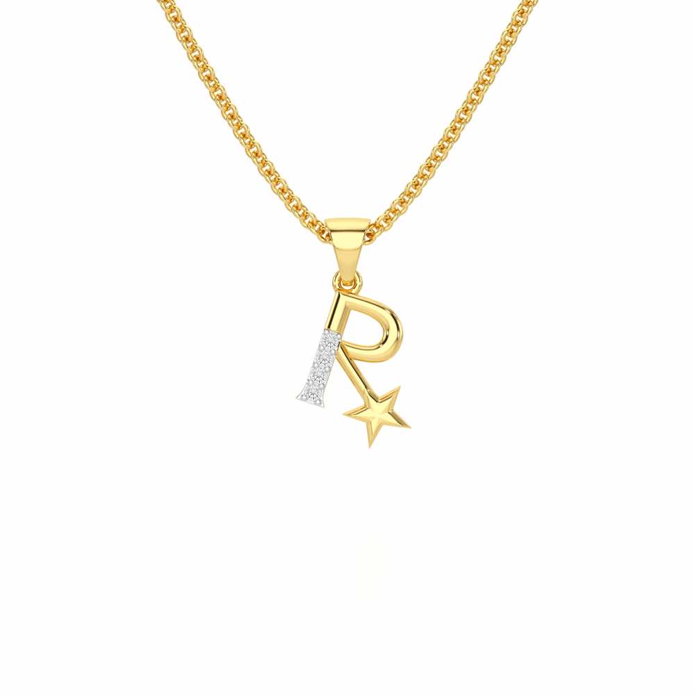 R-Glint Silver Pendant - Yellow Gold - Image 1