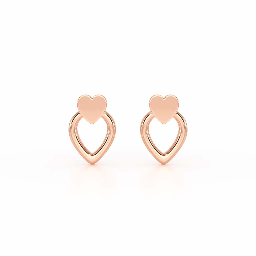 Mini Hearts Silver Earrings - Rose Gold - Image 1