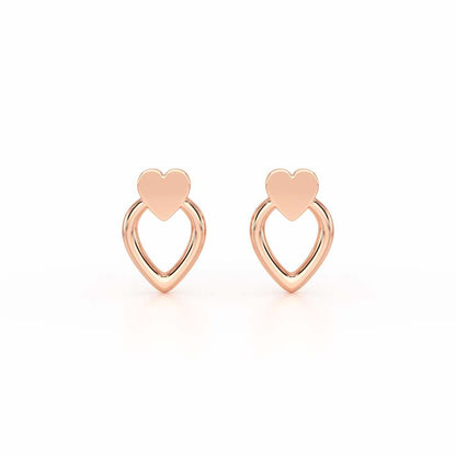 Mini Hearts Silver Earrings - Rose Gold - Image 1