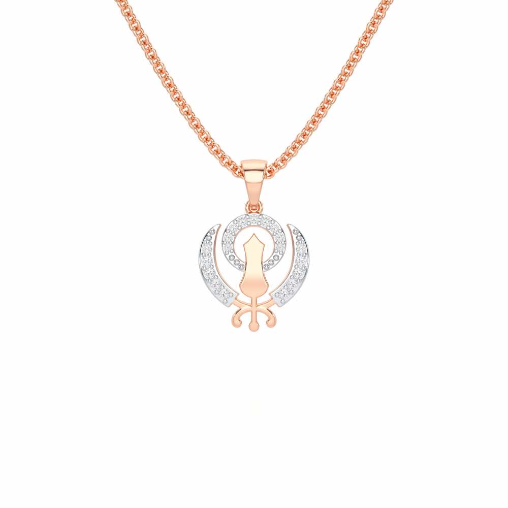 Khalsa Eternal Silver Pendant - Rose Gold - Image 1