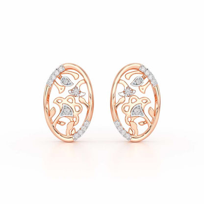 Ornate Glow Silver Earring Studs - Rose Gold - Image 1