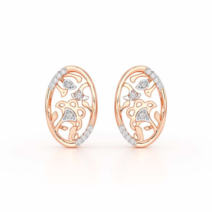Ornate Glow Silver Earring Studs - Rose Gold - Image 1