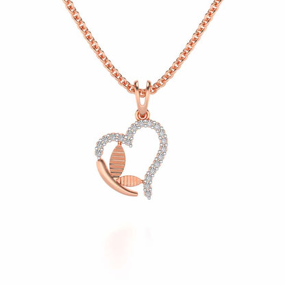 Butterfly Heart Silver Pendant - Rose Gold - Image 1