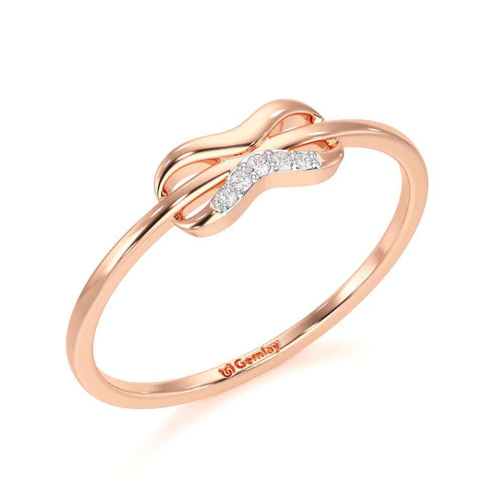 Quirky Wave Silver Ring - Rose Gold - Image 1
