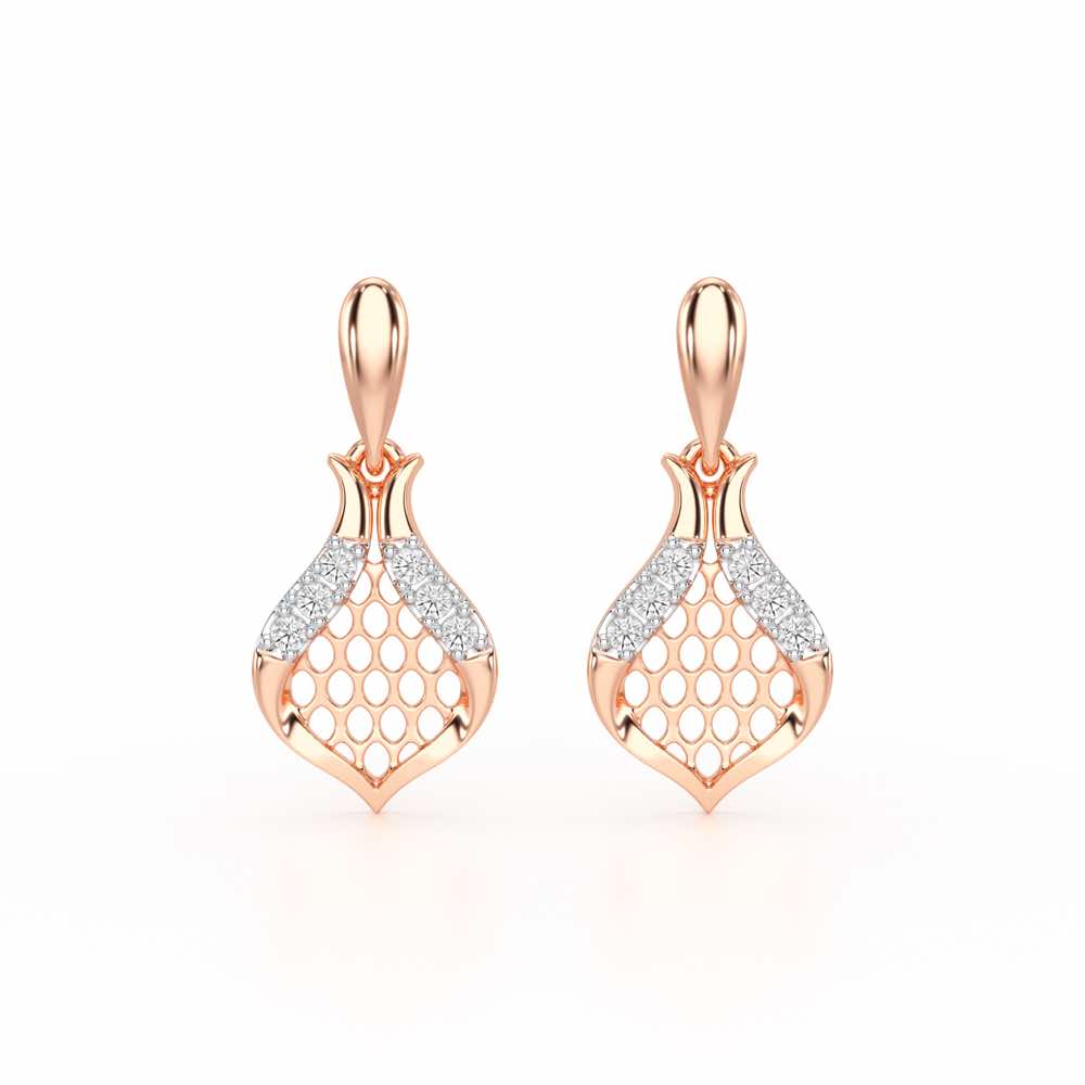 Pasha Elegance Dangler Silver Earrings - Rose Gold - Image 1